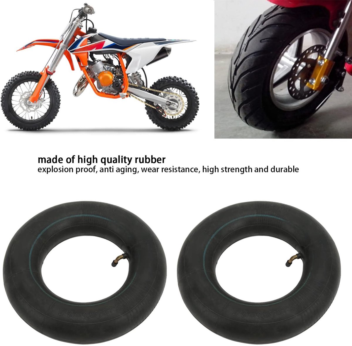 Dailygoods - Dailygoody - Band Binnenband - Vervangende Binnenbanden - Geschikt voor Elektrische Scooters - 90/65-6.5 - 110/50-6.5 - 2 Stuks - Rubber