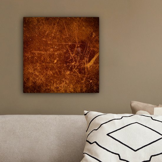 Tableau sur Cuir - Aspect Cuir - Marron - Oranje - 20x20 cm - Décoration murale
