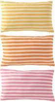 J-Line kussen Buiten Rechthoek Gestreept - polyester - mix - set van 3