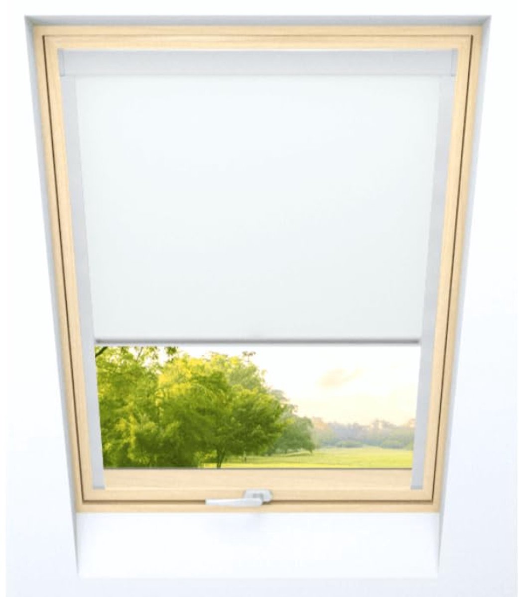 time4blinds - Dakraam Rolgordijn - Breedte 973mm, Hoogte 1362mm - Compatibel met Velux, Compatibel met Fakro - Verduisterend Rolgordijn, Thermisch Rolgordijn, Zonwering voor Dakramen - Wit