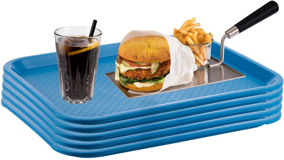 APS Fast Food Serveertablet - Breukbestendig - Vaatwasserbestendig - Blauw - 53x32.5cm - Set van 4