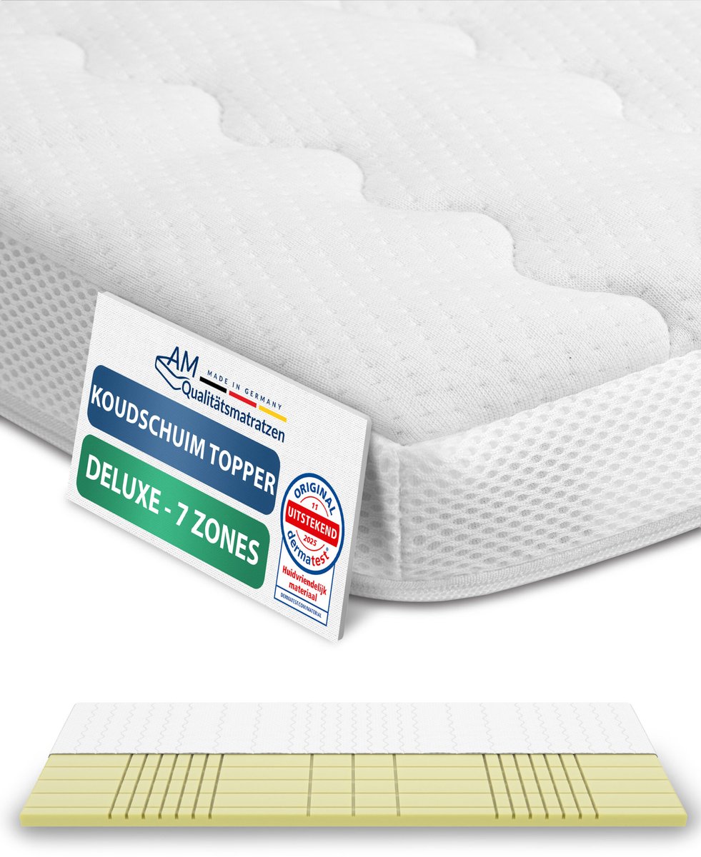 AM Qualitätsmatratzen 3D Deluxe 7 zones koudschuim topper 150 x 200 cm RG50 - Made in Germ