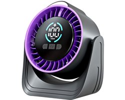 Ventilatoren-Oplaadbare Tafelventilator -met 100 Snelheden - Draagbare USB Ventilator met LED Display - 360° Draaibaar met Nachtlampje - 12 Uur Batterij - Stille Bureau Ventilator voor Kantoor, Slaapkamer en Camping