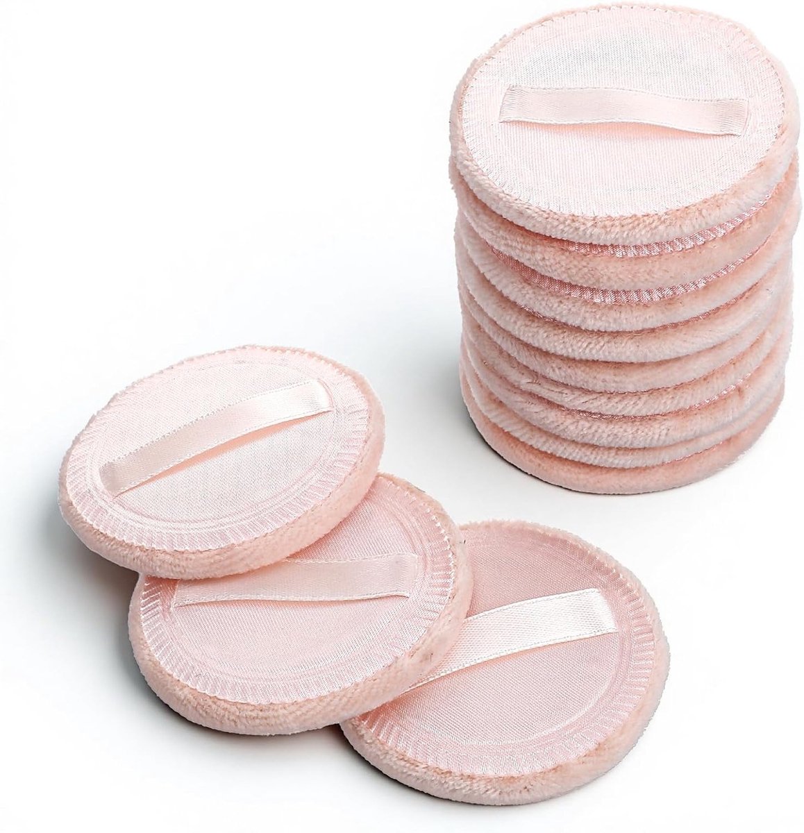 Set van 12 Herbruikbare Poederkwasten en Ronde Make-up Sponsjes voor Foundation, Blush en Setting Poeder