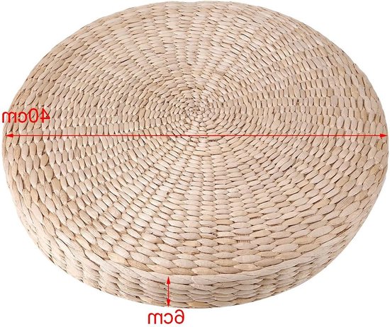 Ronde Tatami Vloerkussen van 40 cm, Perfect voor Meditatie, Buiten en Zitcomfort, Rubber Vulling van Merkloos — afbeelding 3