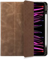 Rosso Elite Hoes Geschikt voor Apple iPad Pro 12.9 (2018/2020/2021/2022) - 2-in-1 Echt Leer Book Case en Back Cover - Magnetisch Uitneembaar Hoesje - Beschermhoes Bruin