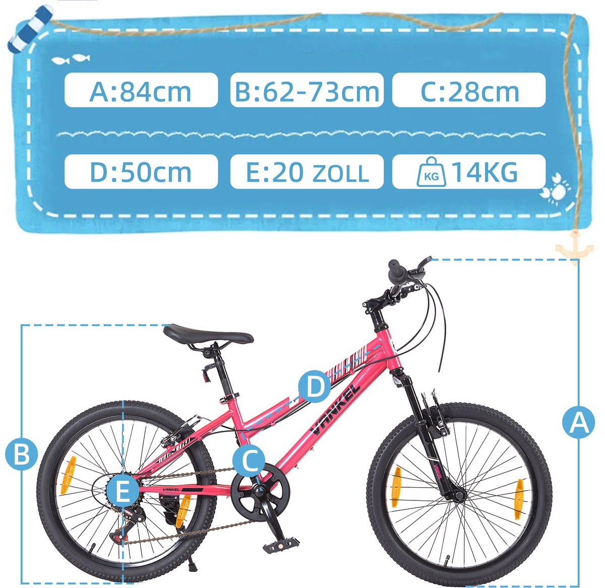 MODFU Kinderfiets V-Brakes Lage Instap Voor School En Vrije Tijd Staal Roze 20 Inch