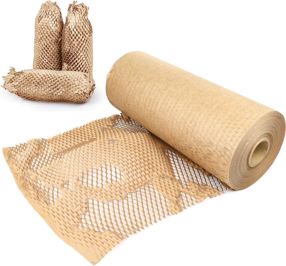 Honeycomb Verpakkingspapier - Bruin Milieuvriendelijk Alternatief voor Plastic, 30cm x 100m, Perfect voor Verzending en Verhuizen, Vulling en Bescherming