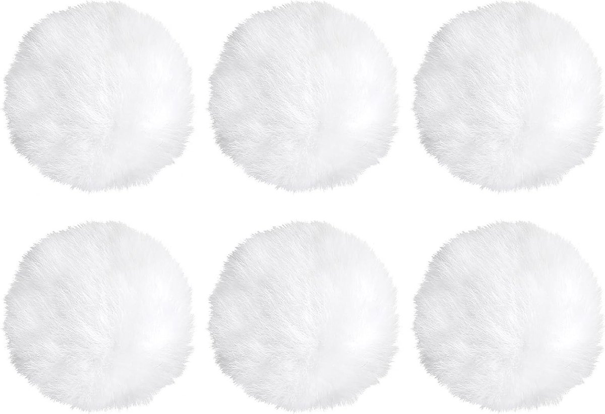 6 Stuks Witte Pompoms van 7 cm voor Creatieve DIY Projecten, Versieringen voor Bruiloften en Verjaardagen, Inclusief Elastische Lussen