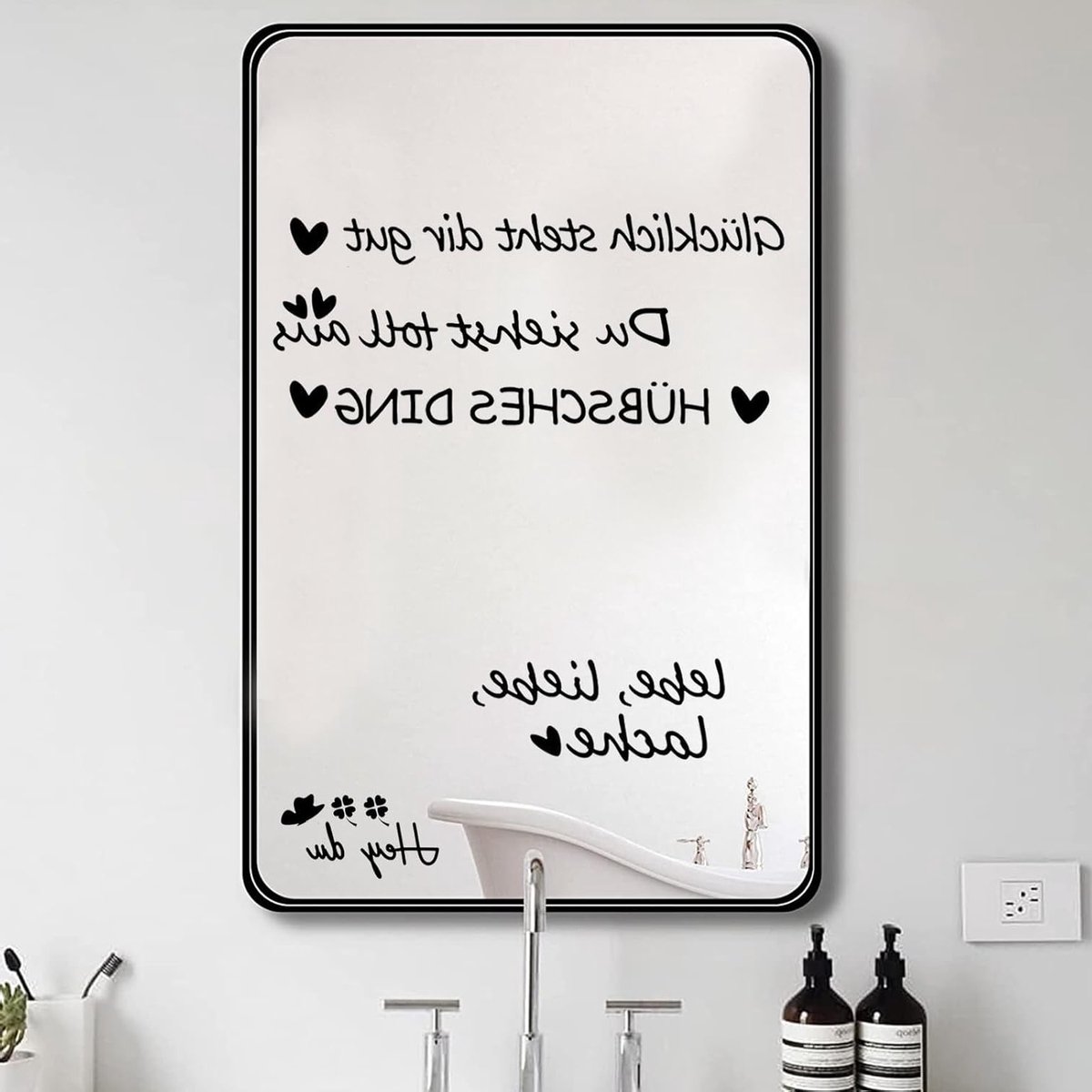 Set van 2 inspirerende spiegelstickers met quotes, wanddecoratie, raamdecoratie, cadeau-idee voor badkamer en huis, zelfklevende wandstickers voor zelfbewustzijn en motivatie