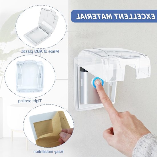 Weerbestendige deurbelbescherming, transparante hoes voor draadloze deurbel, waterdichte plastic cover voor buitengebruik, 13 x 11 x 7 cm — afbeelding 2