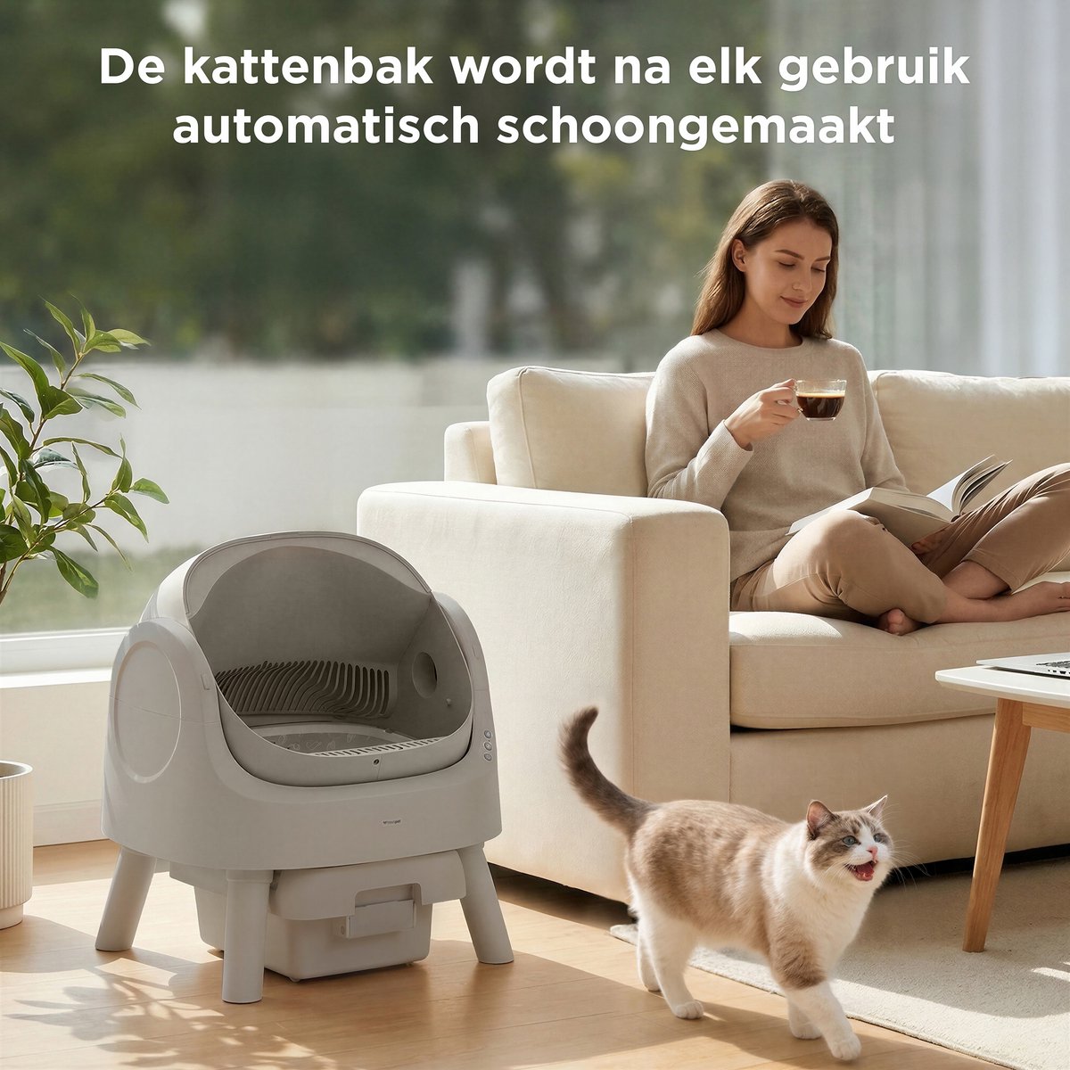 TrevoPet Automatische Kattenbak - Zelfreinigend & Veilig - Grijs thumbnail 2