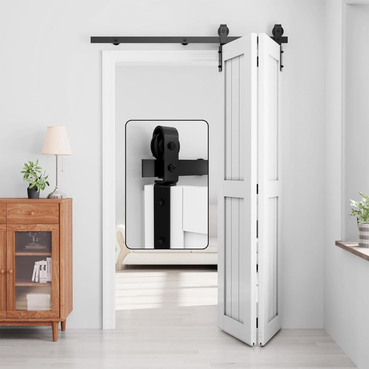 HEZIVO® Vouwdeur Binnen - Harmonicadeur - Vouwwand met Handgreep - Met Schuifrail - 100 cm - Wit