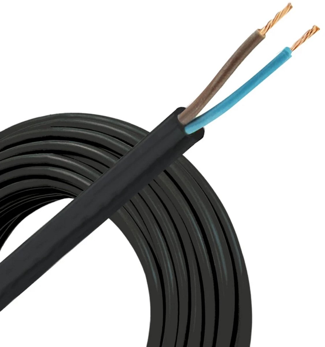 Helukabel VMVL (H05VV-F) kabel 2x1.5mm2 zwart per rol 100 meter