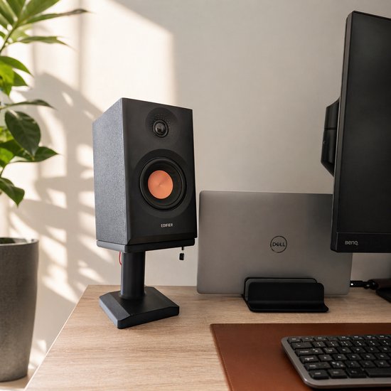 Alvora speaker standaard geschikt voor Edifier MR3 - 1 stuk - 120 mm verhoging - 10° kanteling - Kabelmanagement - Zwart — afbeelding 4