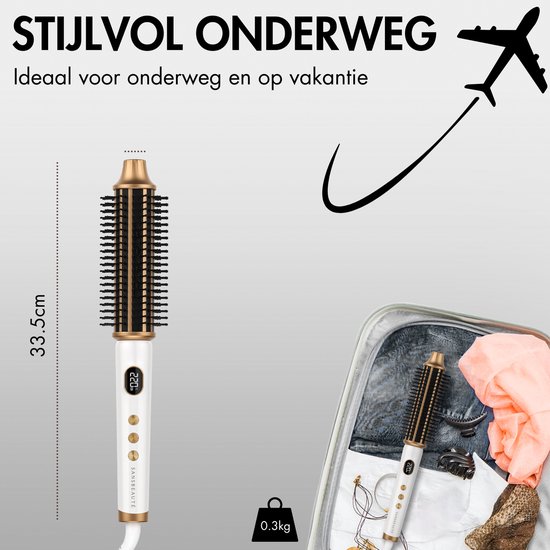 Sansbeauté® Blowout 3-in-1 Thermal Brush 38 mm - Keramische Warmteborstel - Multistyler - Airstyler - Haarborstel - Krulborstel - Haarborstel - Stijlborstel - Warmteborstel - Volume en Krullen - Roterende Kabel