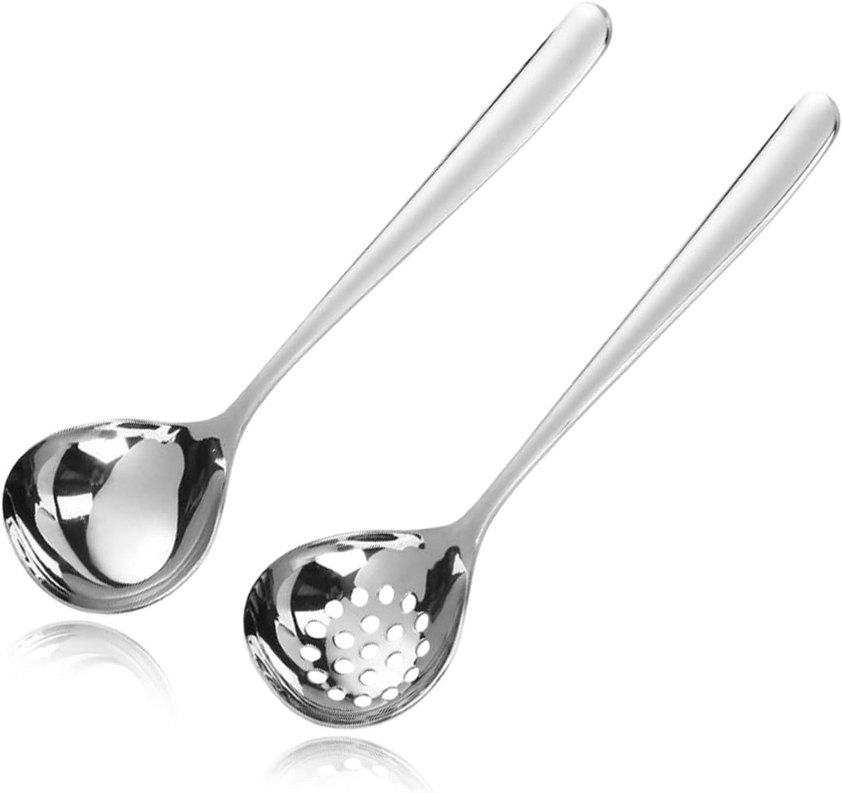 Set van 2 kleine soeplepels van SUS304 roestvrij staal, 20 cm, ideaal voor soep en sauzen, vaatwasmachinebestendig, met vis schub patroon
