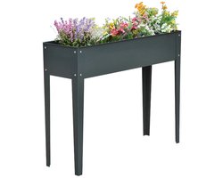 Plantenbak - Verhoogd Tuinbed met 3 Drainagegaten - Kruidenbed - Bloembak - Plantenbed - Kweekbak - Moestuinbak - voor Buiten, Terras, Tuin & Balkon - voor Groenten, Bloemen & Kruiden - 100 x 30 x 80 cm - Donkergrijs