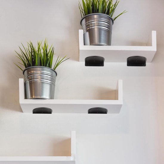Set van 4 onzichtbare wandplanksteunen, halve cirkel wandbeugels voor zwevende planken, stevige muurbeugels voor boekenplanken en decoratie — afbeelding 2