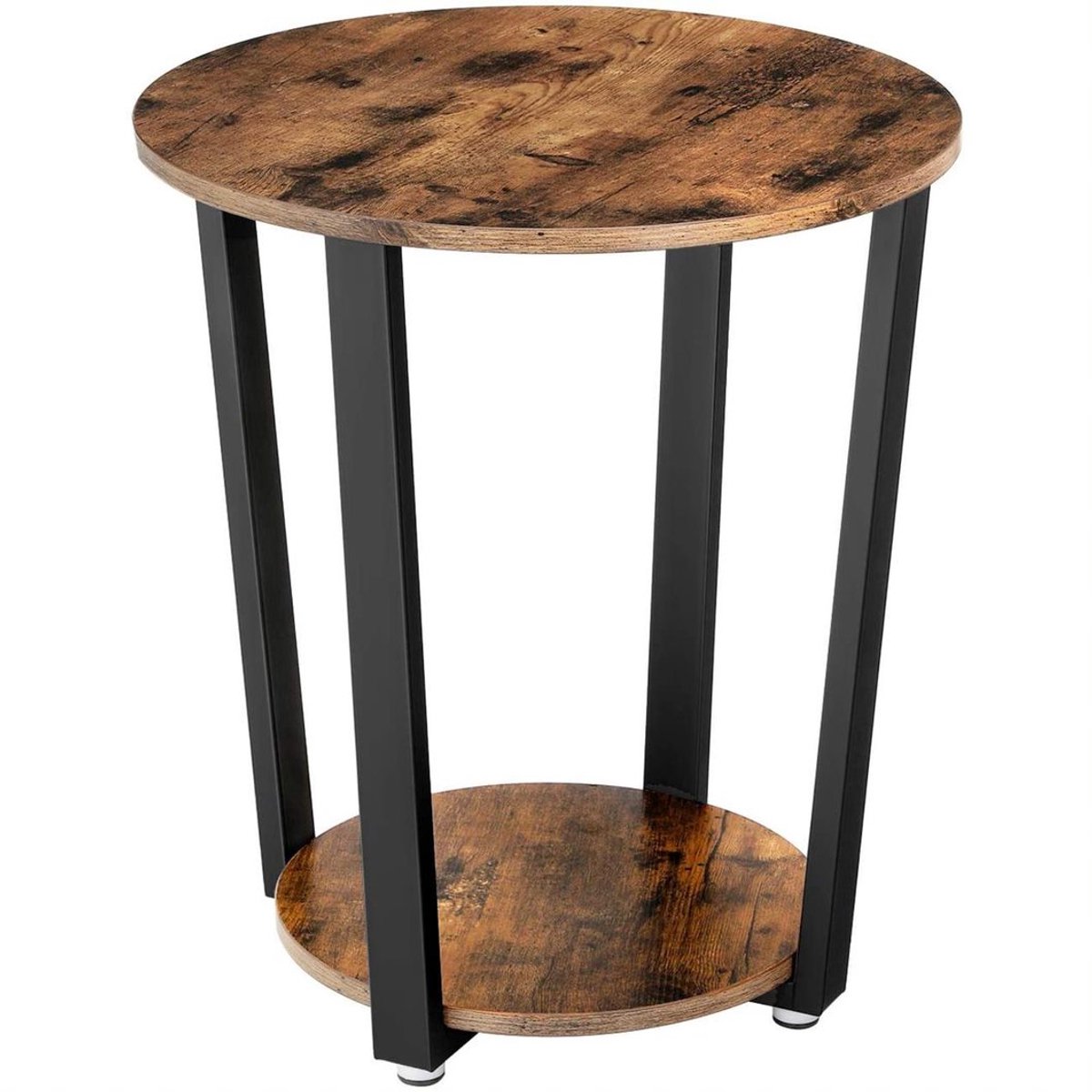 BEGRYF - Bijzettafel - rustiek bruin/zwart - rond - met onderplank - 50x57 cm