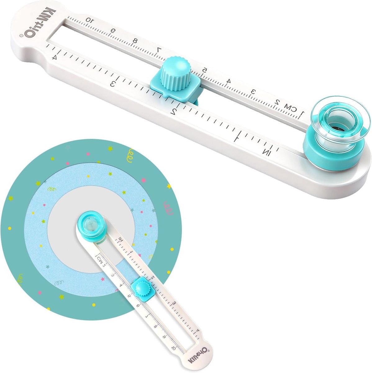 Verstelbare cirkelsnijder 2-20 cm voor nauwkeurig knutselwerk, papier en kaarten, 360° draaibaar en draagbaar voor verzamelalbums en fotopapier