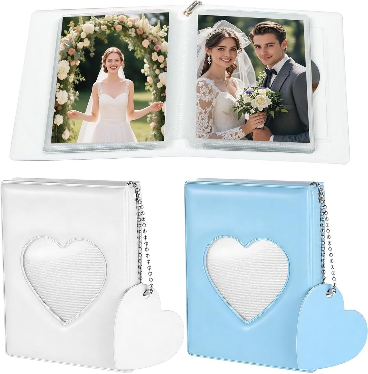 Set van 2 Mini Insertion Albums voor Foto's en ID Kaarten met 36 Compartimenten - Hartvormig, Compact en Ideaal voor Organisatie van Herinneringen