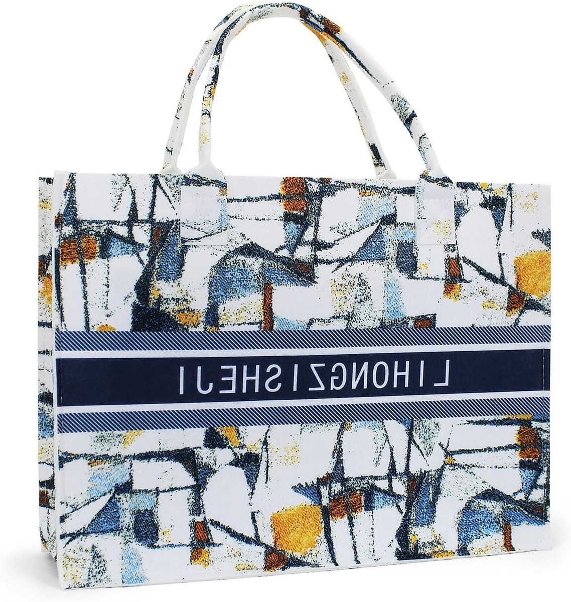 VVGoods - Verdikte vilten boodschappentas 40 x 30 x 12 cm handtas dames extra groot vintage tas voor winkelen en opbergen van spullen