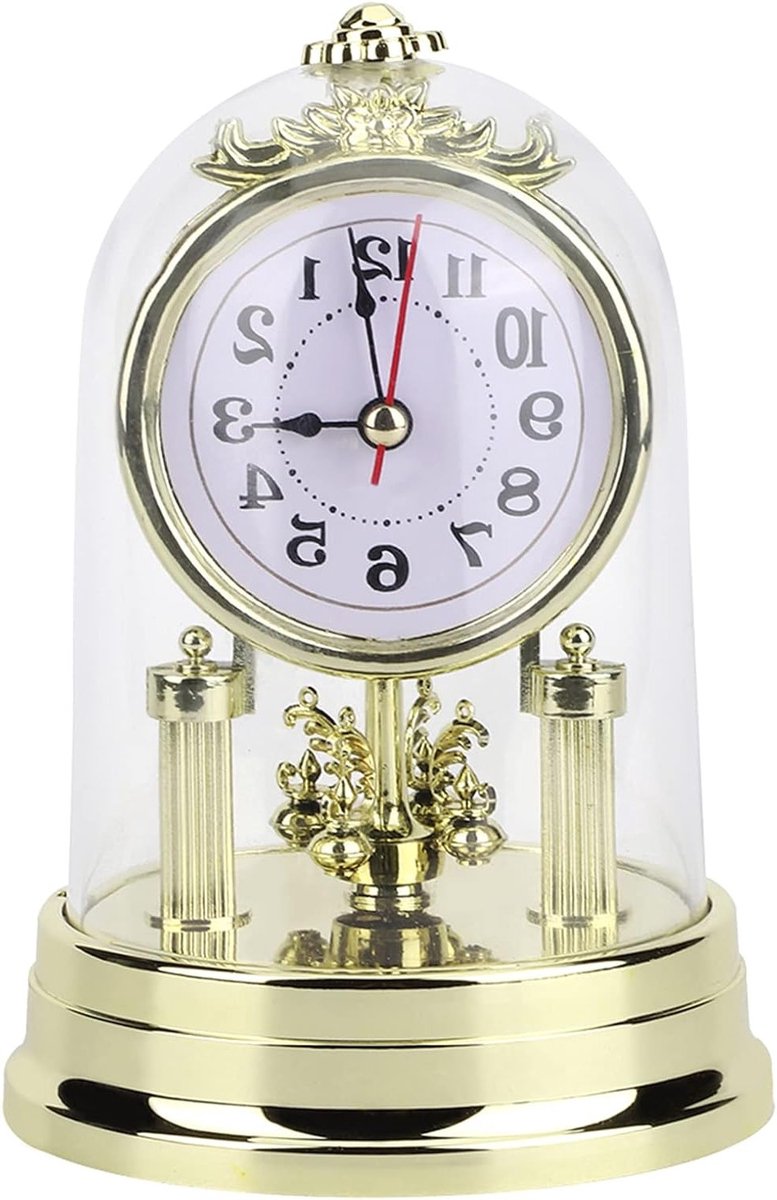 Retro Stijl Antieke Stille Tafelklok voor Woonkamer en Slaapkamer - Decoratieve Klok voor Thuis en Kantoor, 4.3*6.7 inch (Goud)