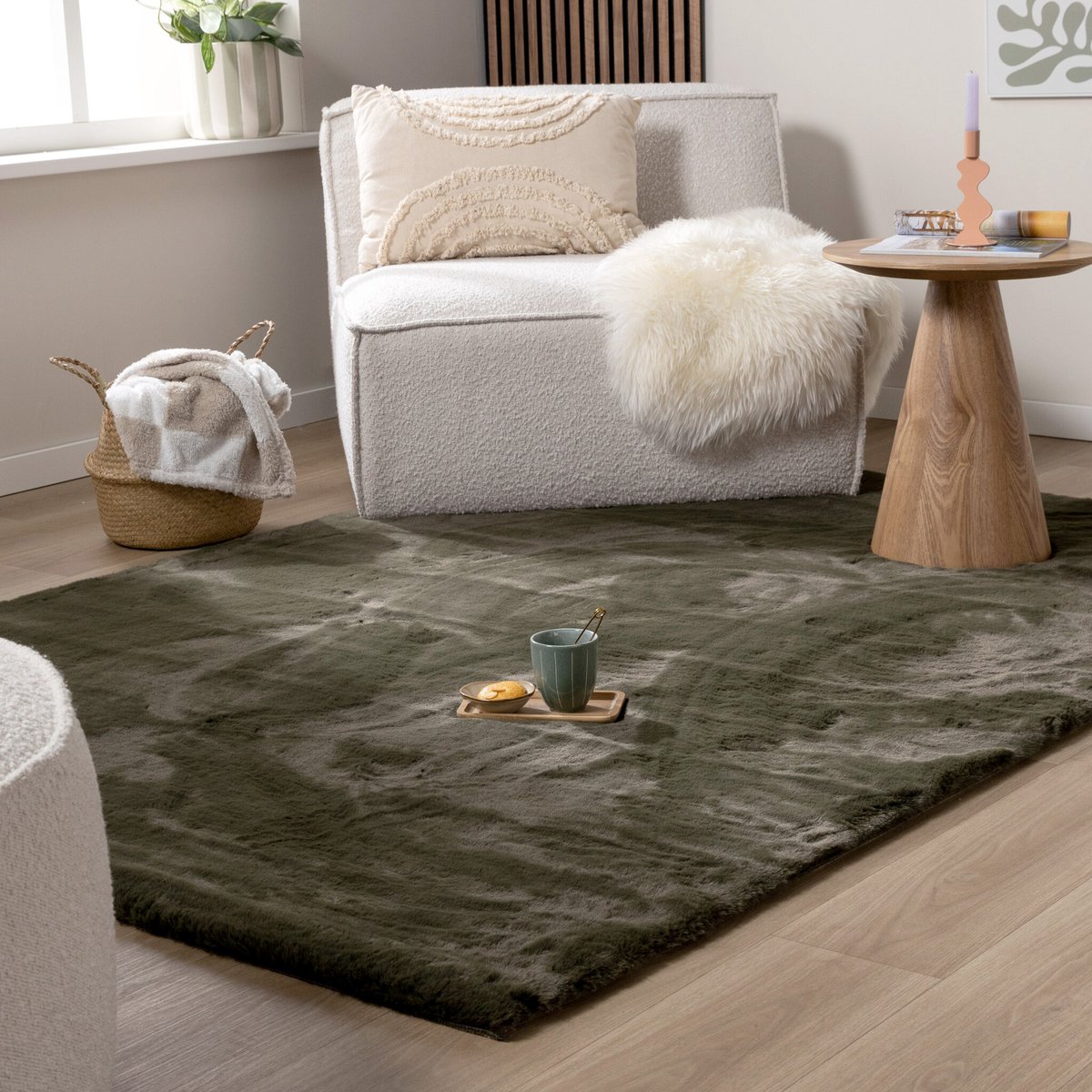NATURL. Zacht Hoogpolig vloerkleed - Comfy Supreme Groen - 80x150cm