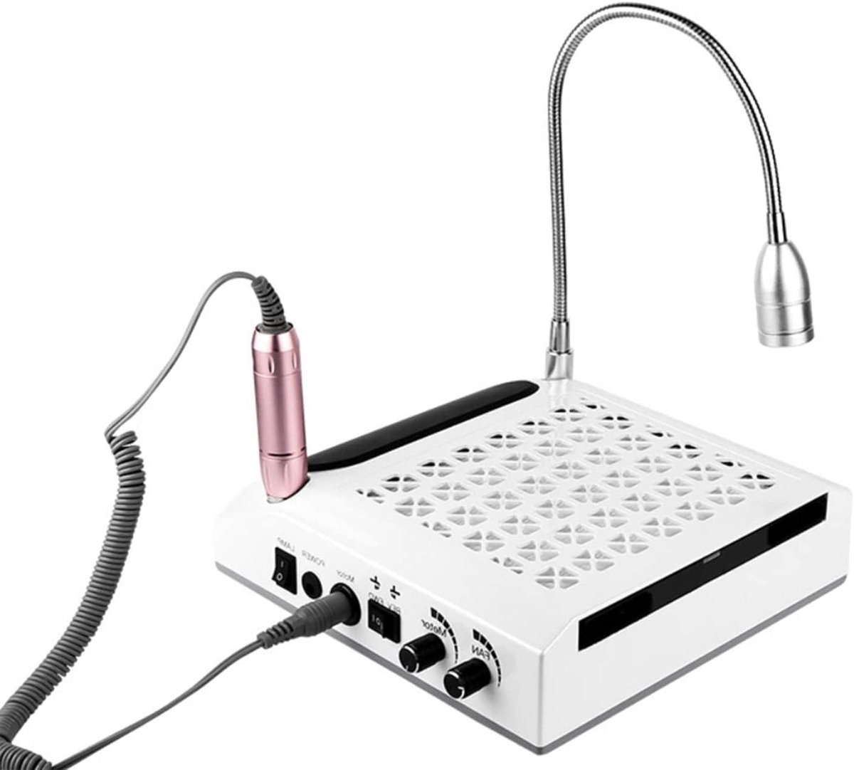 Nail Vacuum Cleaner - Manicure Set - Nagelstudio Gebruik - 4-in-1 Multifunctioneel - 24 x 22.9 x 9.5 cm - Wit