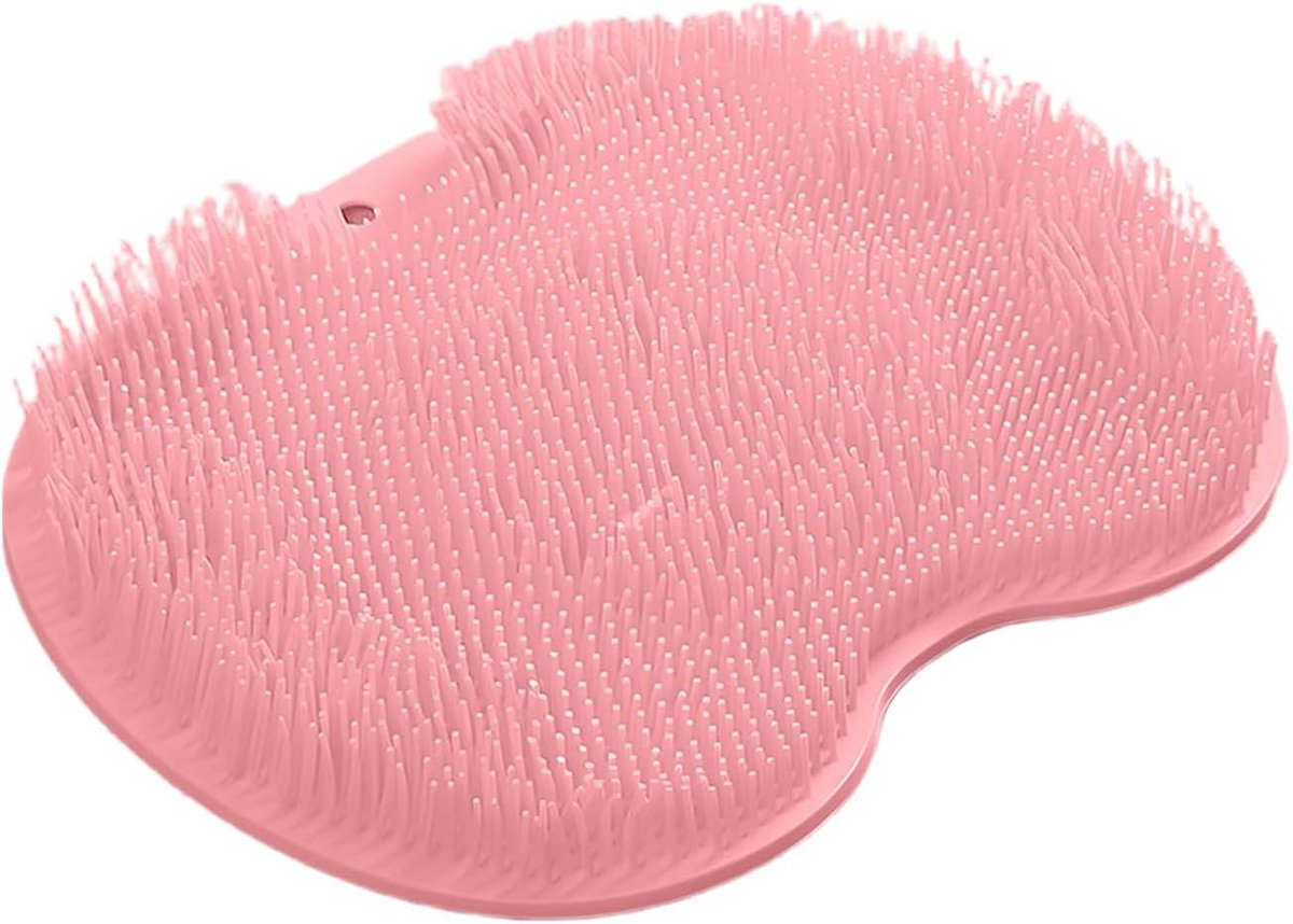 Douche Voetenschrobber - Badkamer Mat - Voeten Reinigen - Met Zuignapbasis - 30x25 cm - Roze