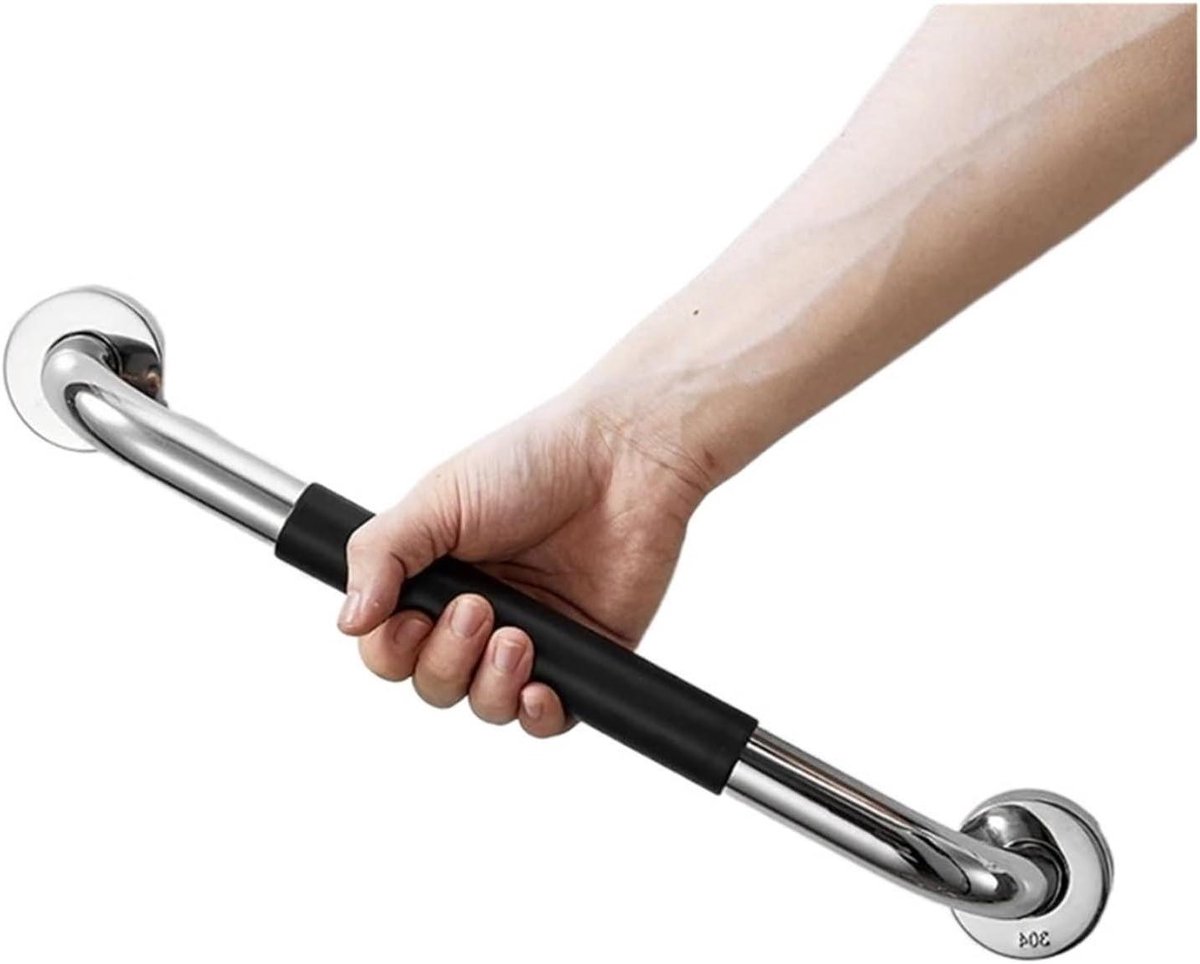 Wandsteun voor douche - Badkamer leuning - Veiligheid in badkamer - Versterkte stabiliteit - 30 cm - Zwart