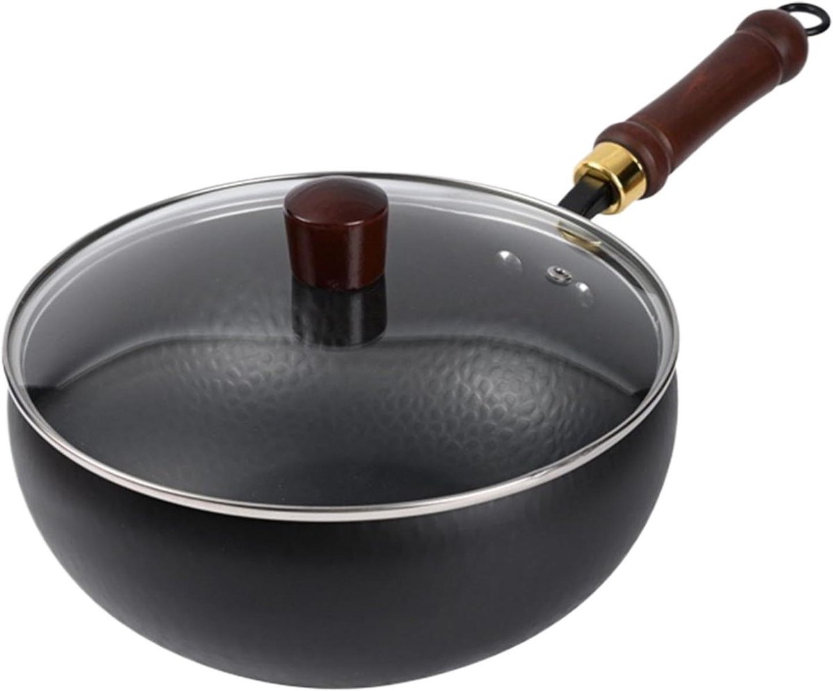 Wokpan met Houten Handvat - Roerbakpan Koekenpan - Gezond Koken - Niet-klevend Oppervlak - 24 cm - Niet gespecificeerd