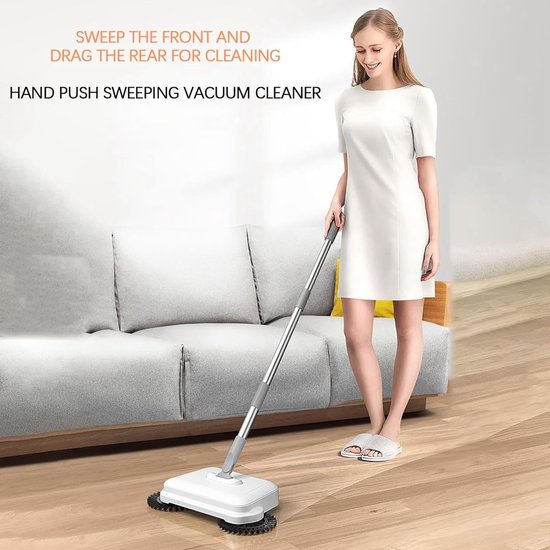 Handveger - Vegen en dweilen - Snelle schoonmaak - 2-in-1 borstel - Verstelbare steel - Grijs — afbeelding 4