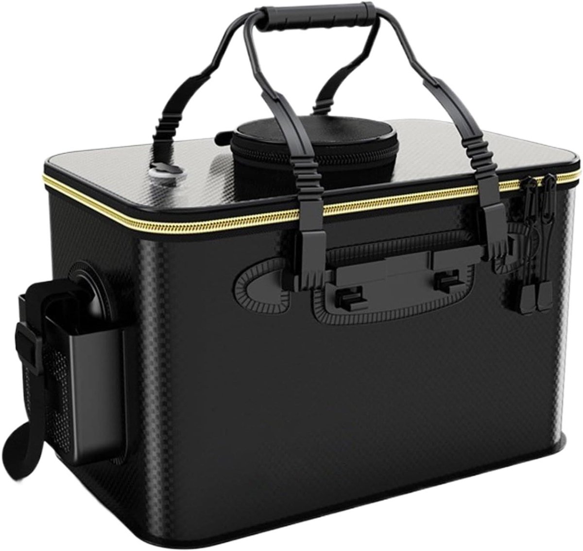 Visemmer - Vis tas Aas container - Levende vis bewaren - Superieur zuurstofgat - 40 cm - Zwart