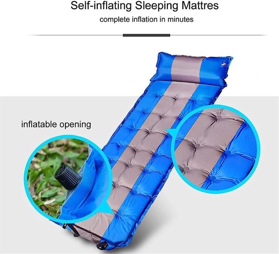 Camping Matras - Slaapmat Tent Mat - Outdoor Slapen - Zelf Opblaasbaar - 1 persoon - Blauw van Camping — afbeelding 4