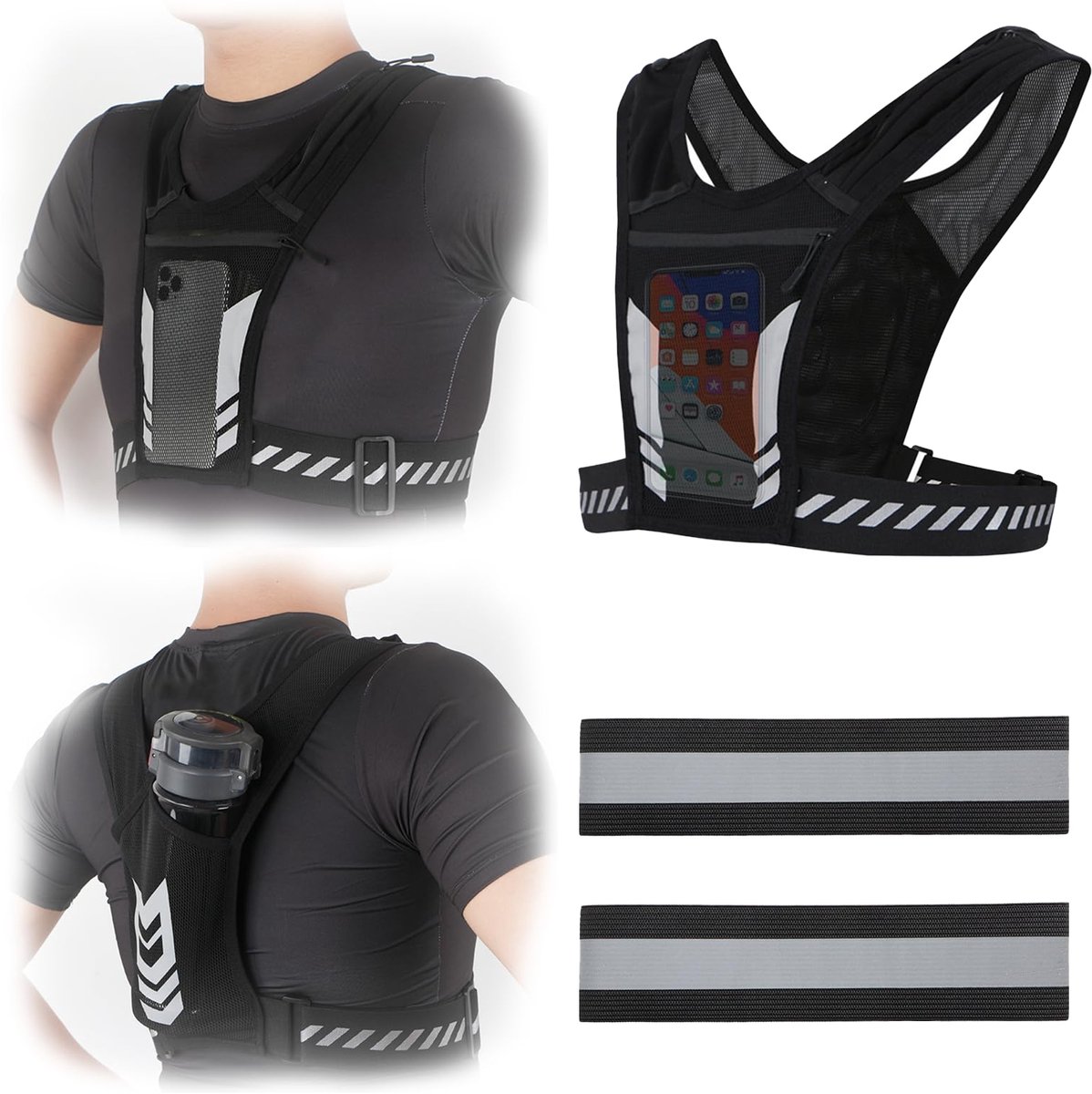carmdering - Veiligheidsvest - Reflecterend Vest - Sportgilet - Optimale Thermoregulatie - Geïntegreerde Fleshouder - Ademend Polyester - Ergonomisch Flexibel Ontwerp - Veelzijdig Voor Buitenactiviteiten - 1 Stuk