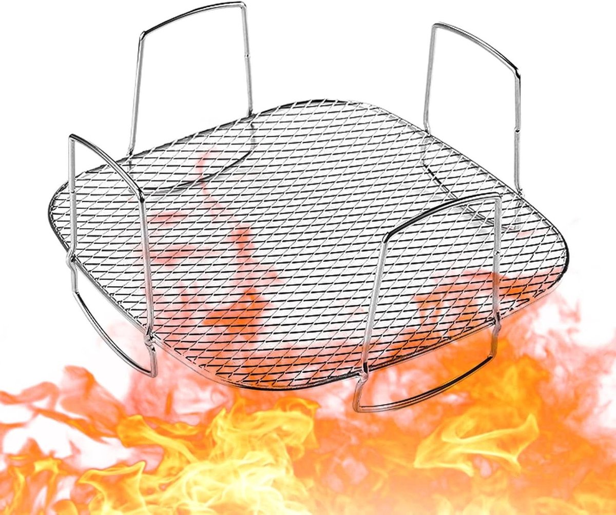 Rooster voor Luchtfriteuse Ovenmand Airfryer Gezond Koken Verbeterde Luchtstroom 20.5 x 20.5 x 10 cm Zilver