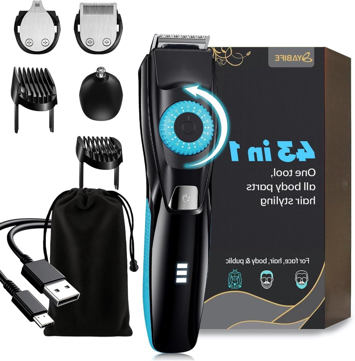 Baard Snor Trimmer - Grooming Kit Heren - Persoonlijke Verzorging - 40 Lengte-instellingen - 0.5-40 mm - Zwart