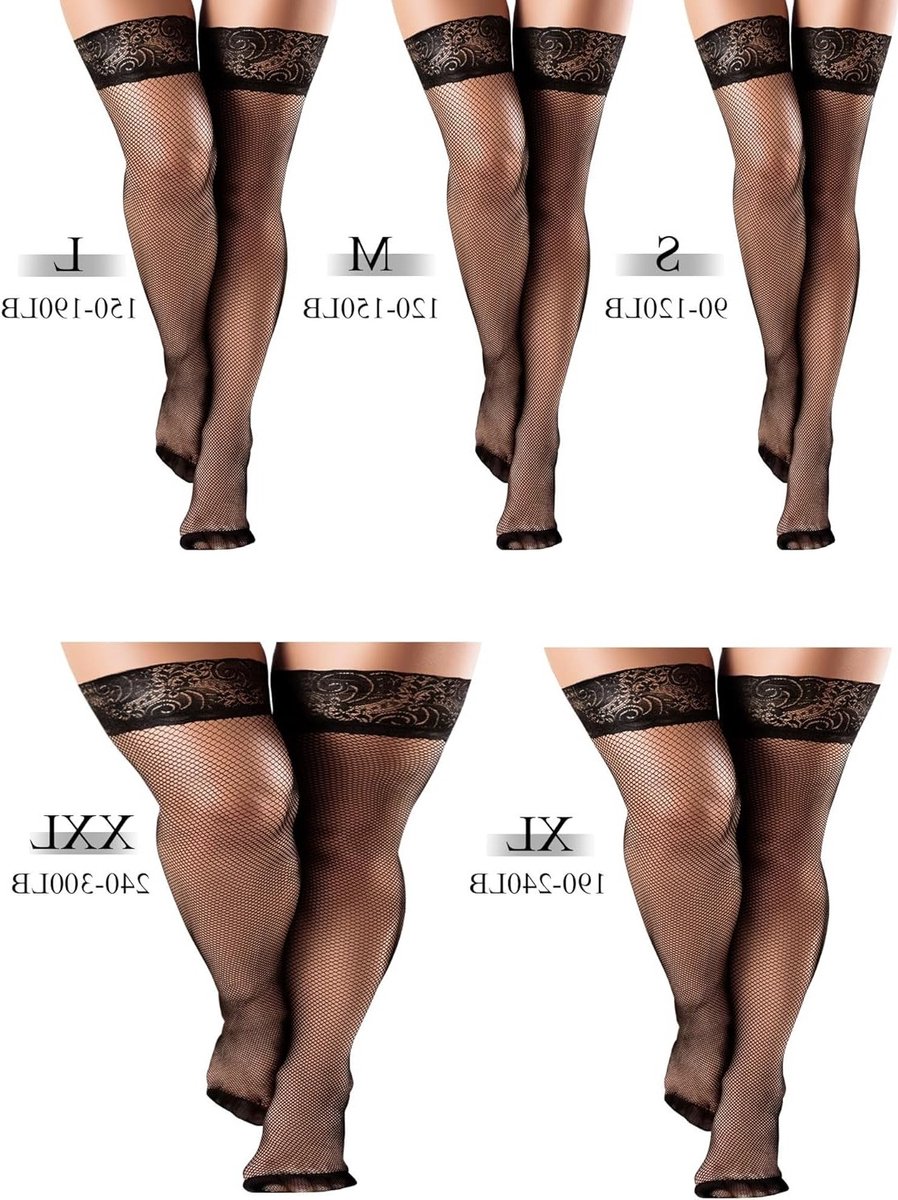 4 Paar Dames Halterloze Visnet Kousen, Kanten Kousen, Dames Dikke Thigh High Kousen voor Feestjes en Avonden