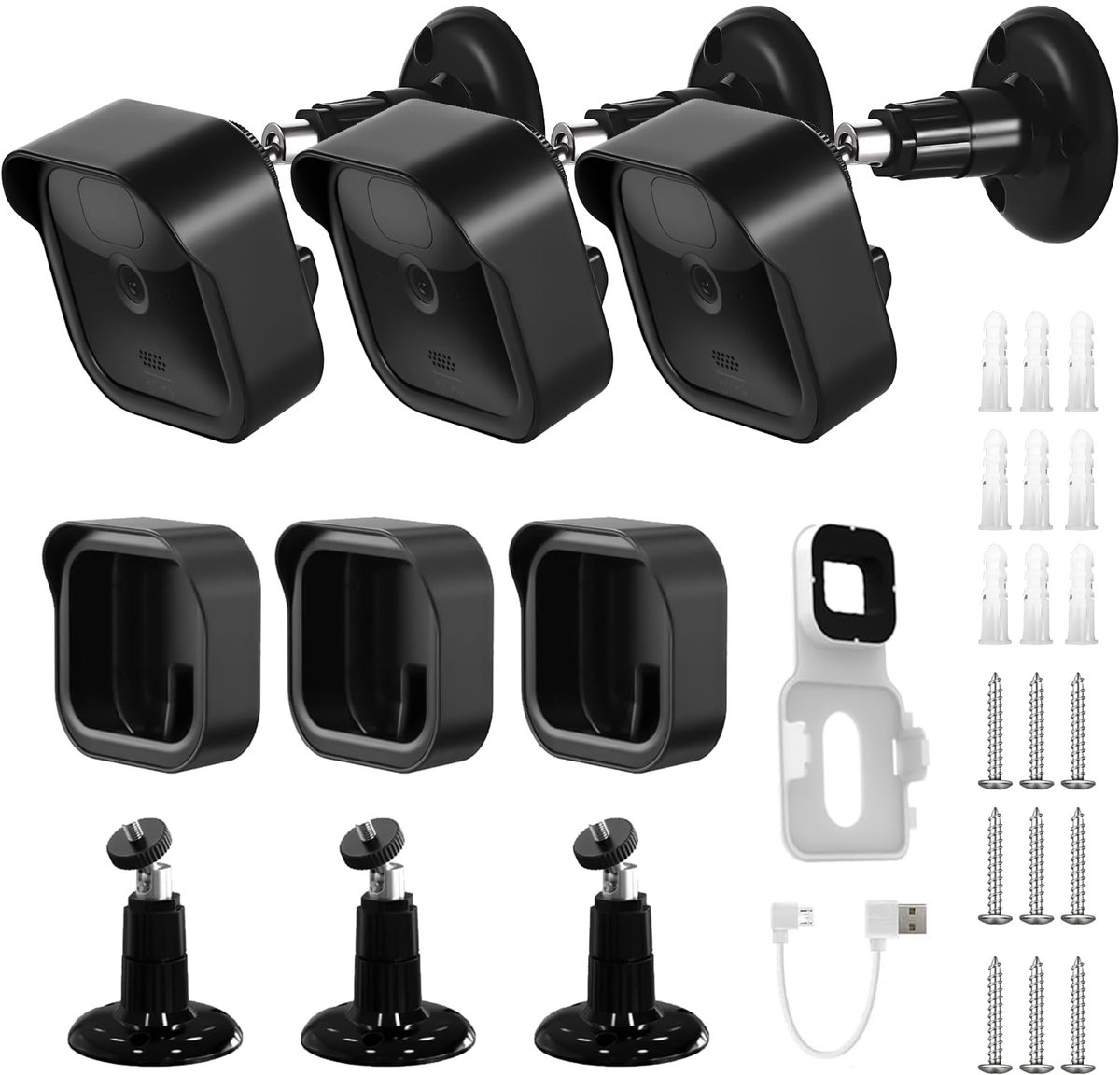 Dailygoody - Buiten Camera Houder - 360° Verstelbaar - Flexibele Bevestiging - 3 stuks - Beschermhoes - Voor Blink Camera's - Accessoires