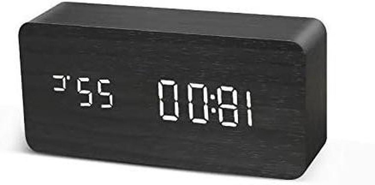 Digitale Wekker - Houten Klok - Wakker Worden - Nachtkastje Model - USB/AAA - Houtkleur