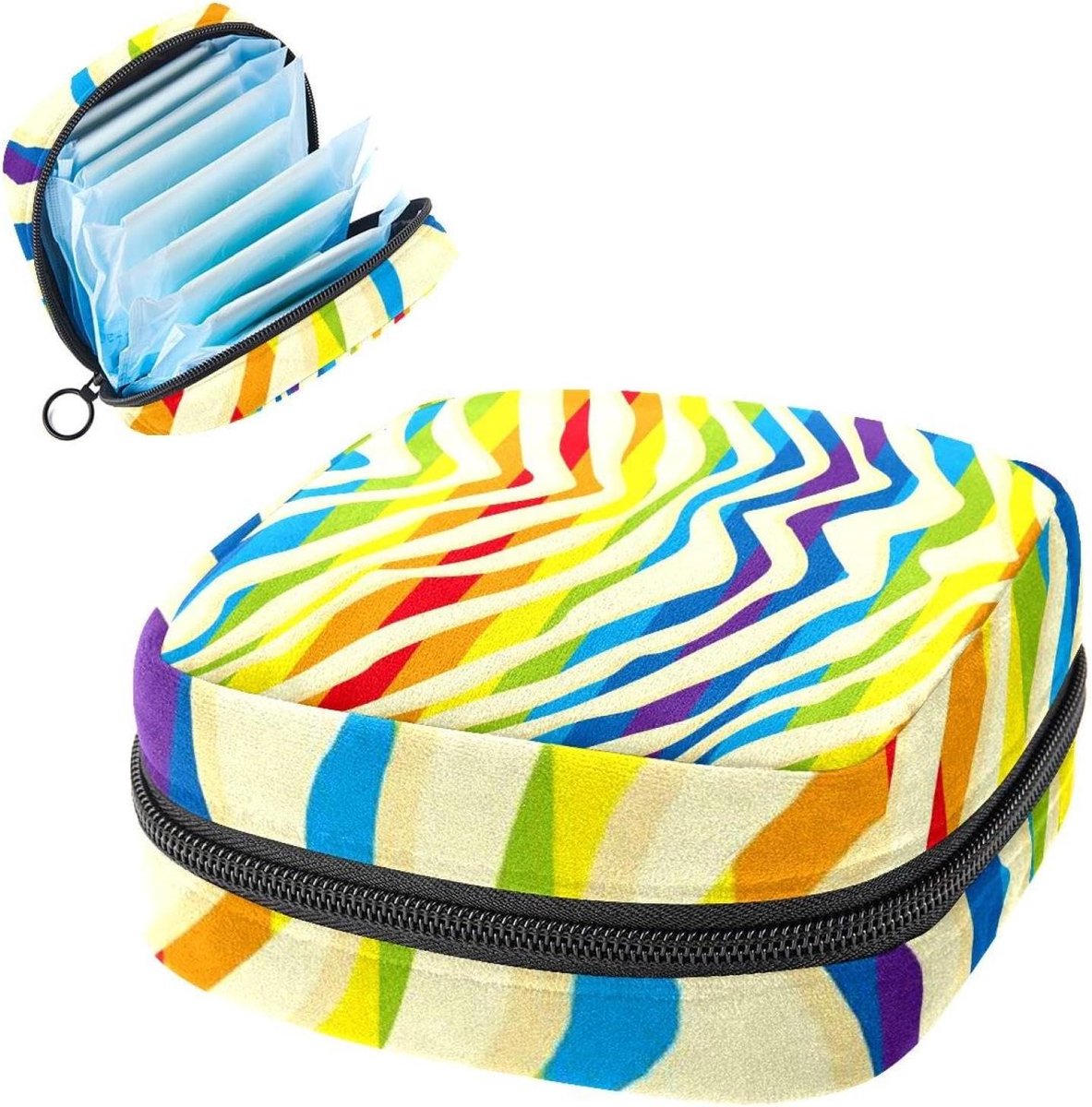 Menstruatiezakje - Maandverband tasje - Privacy Beschermen - Ingebouwd klein vak - 12 x 17 x 17 cm - Multicolor