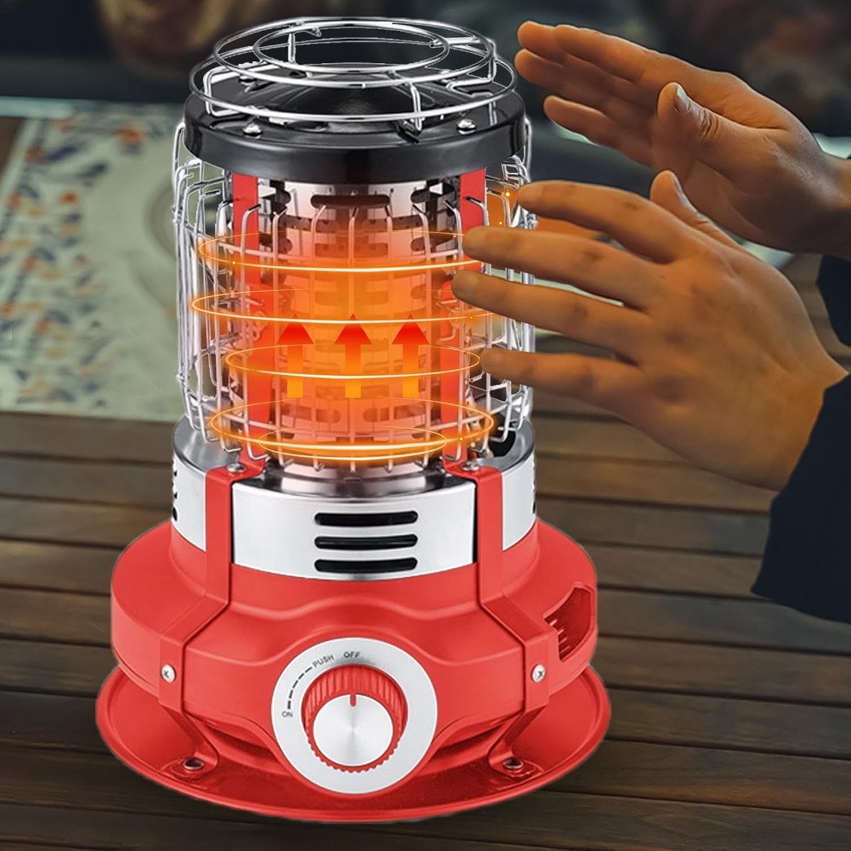 Terrasverwarming Elektrisch - Buitenverwarming Tuin - Buitenruimte Verwarmen - Kantelbeveiliging - 1500 W - Rood – foto 5