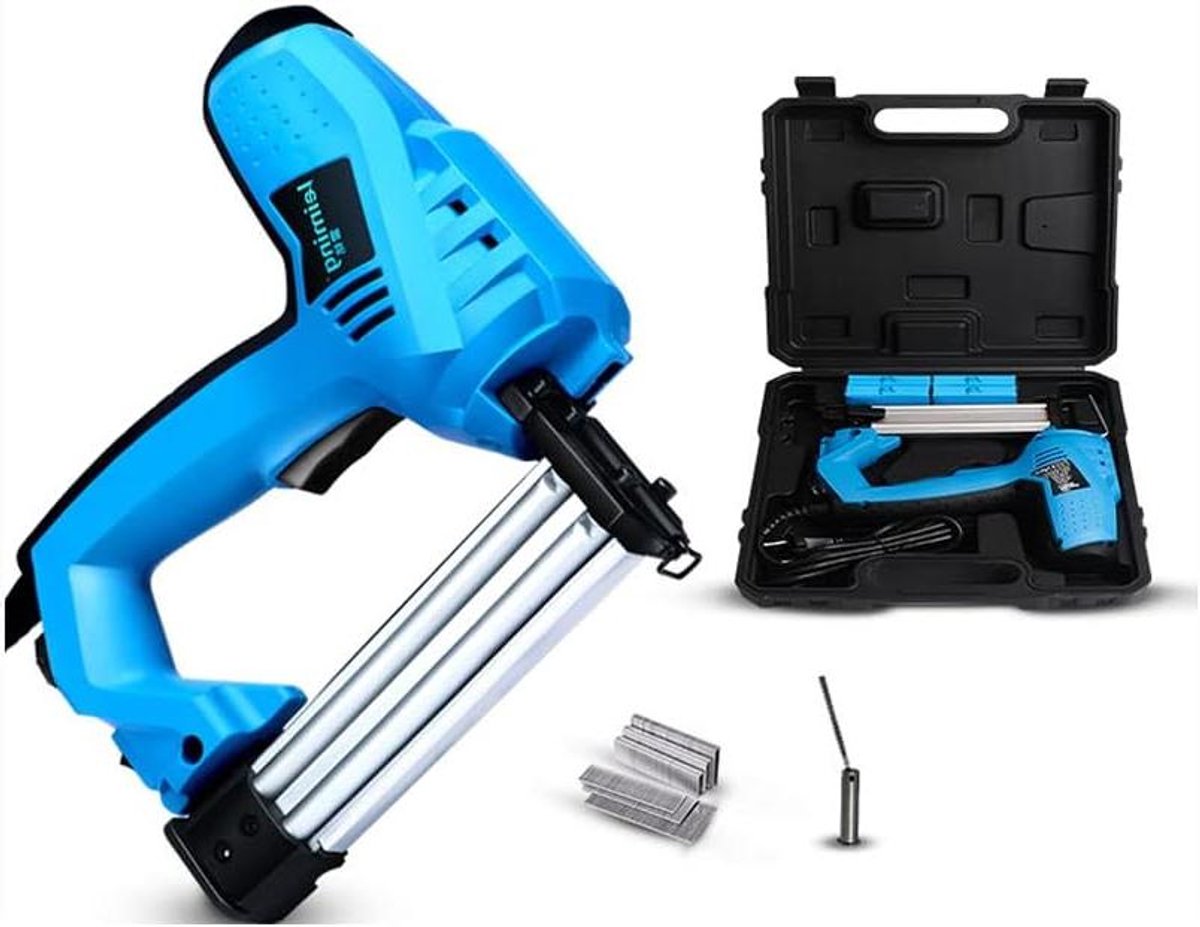 Elektrisch Nagelpistool - Nietpistool Tackers - Houtbewerking - Dubbele Nageltype Compatibel - 2100 Stuks Nagels - Grijs