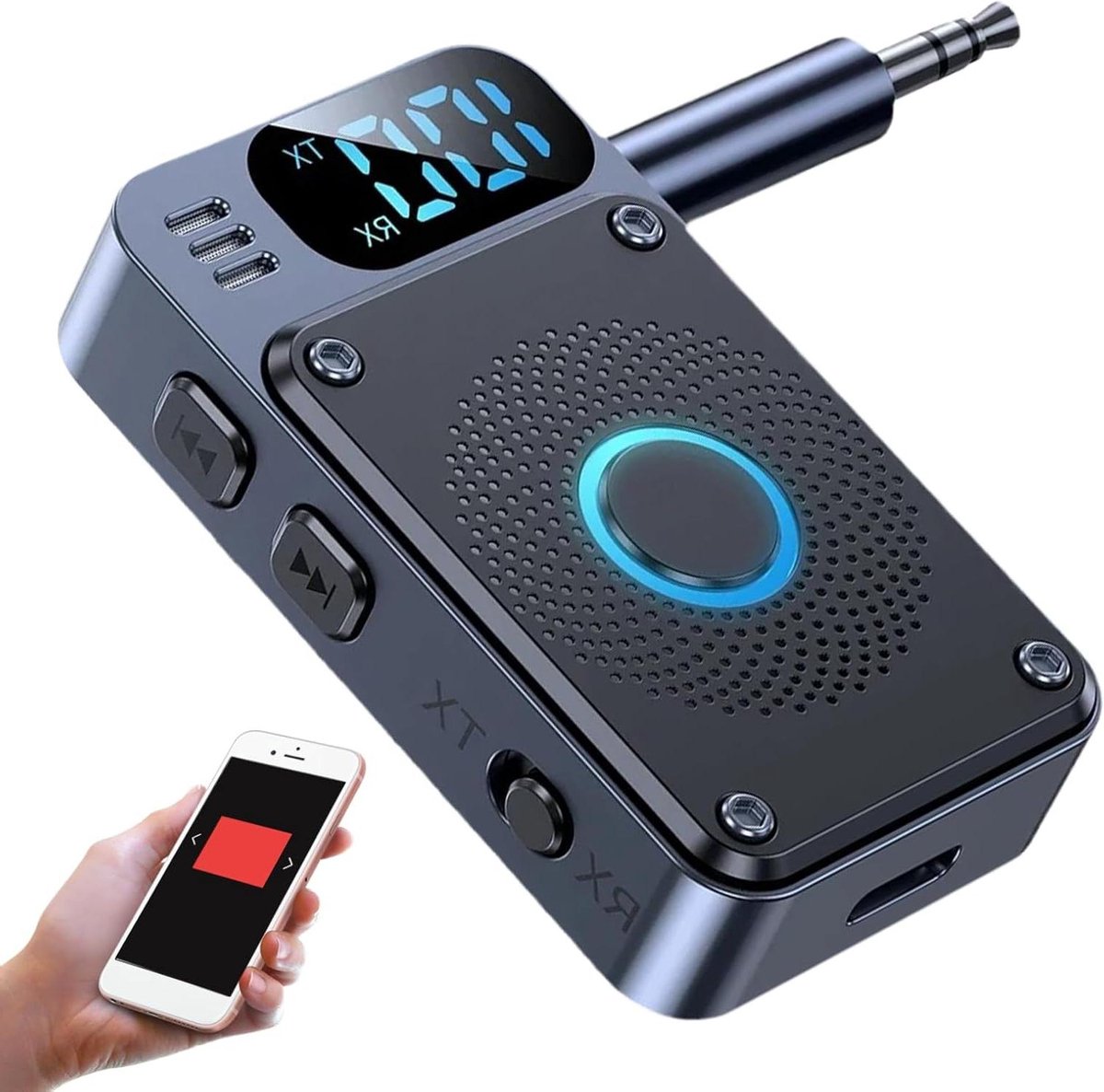 Draadloze Zender - Audio Converter - Muziek Streamen - Digitaal Display - 57 cm - Zwart