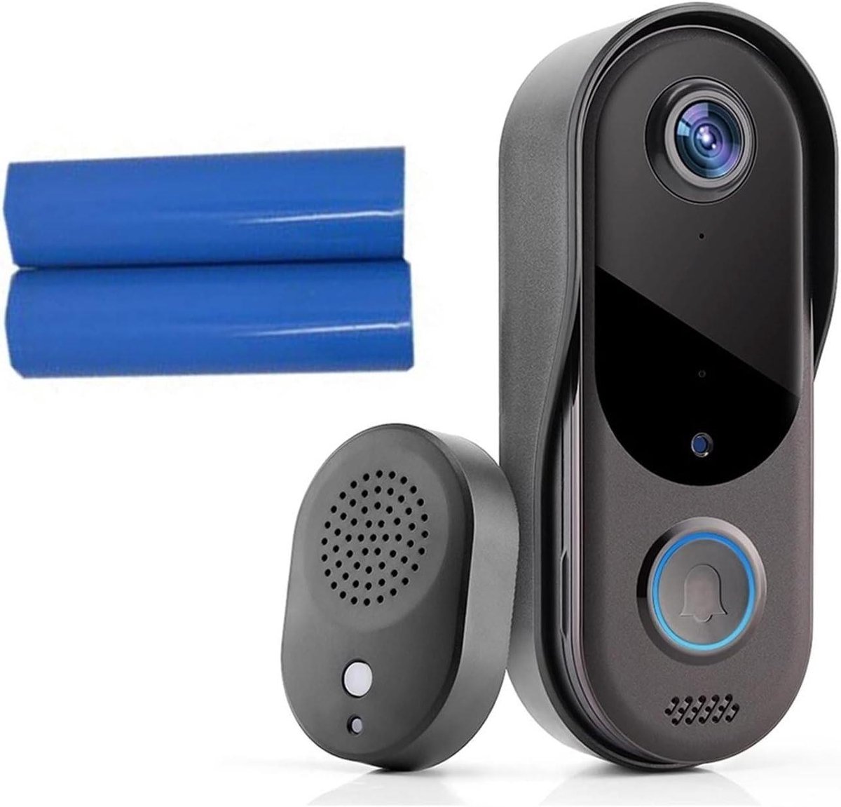 Draadloze Videodeurbel - Slimme Camera - Thuisbeveiliging - Ingebouwde Batterij - 3x2x1 cm - Zwart