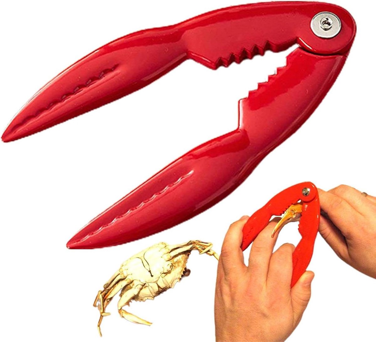 Zeevruchten Crackers - Krab Tang - Schelpdieren Openen - Roestvrij Staal - 13 x 5 cm - Rood