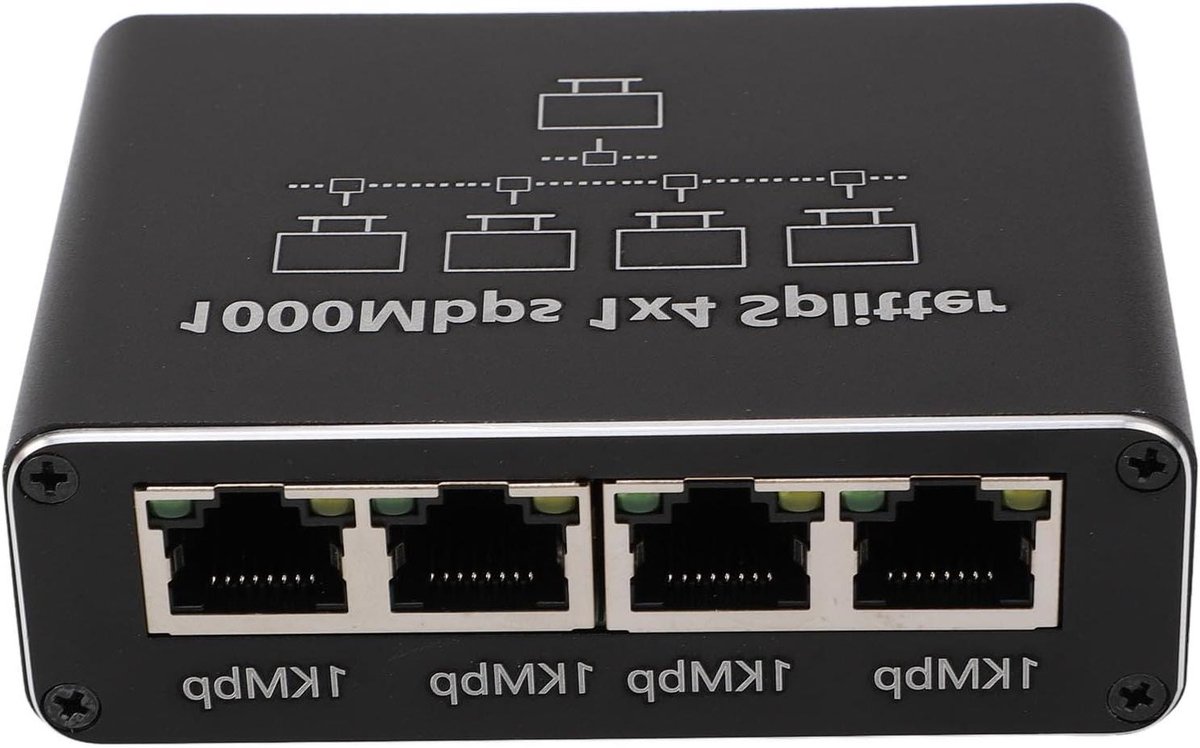 Ethernet Splitter - Netwerk Adapter - Internet Delen - Plug and Play - 1 naar 4 Poorten - Zilver