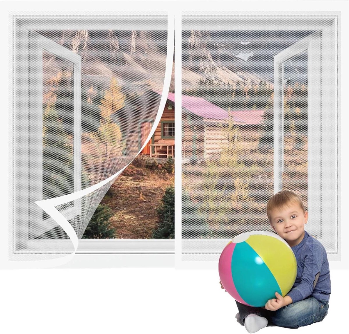 Raamhor - Vliegendeur Gordijn - Insecten Buiten - Magnetische Sluiting - 60 x 80 cm - Wit
